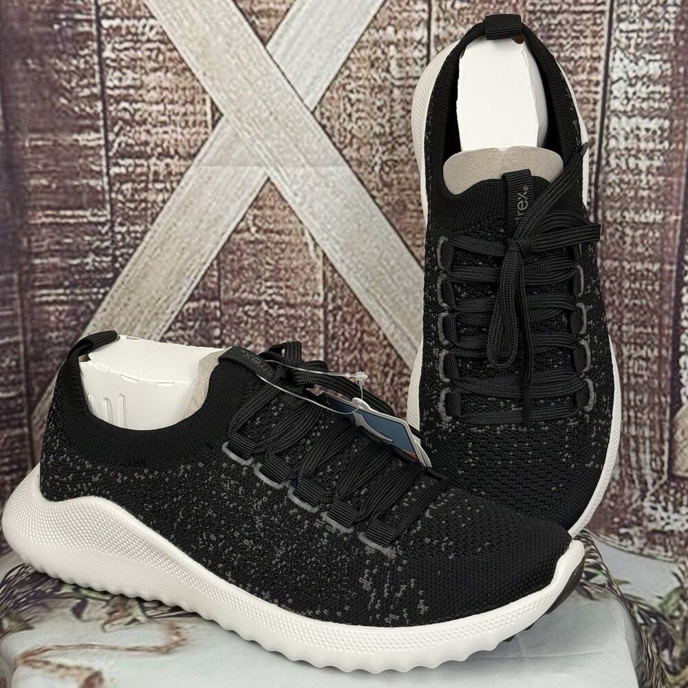 Aetrex walking Carly Sneakers Women's Black hi-tech cushion Casual size 6 -6.5